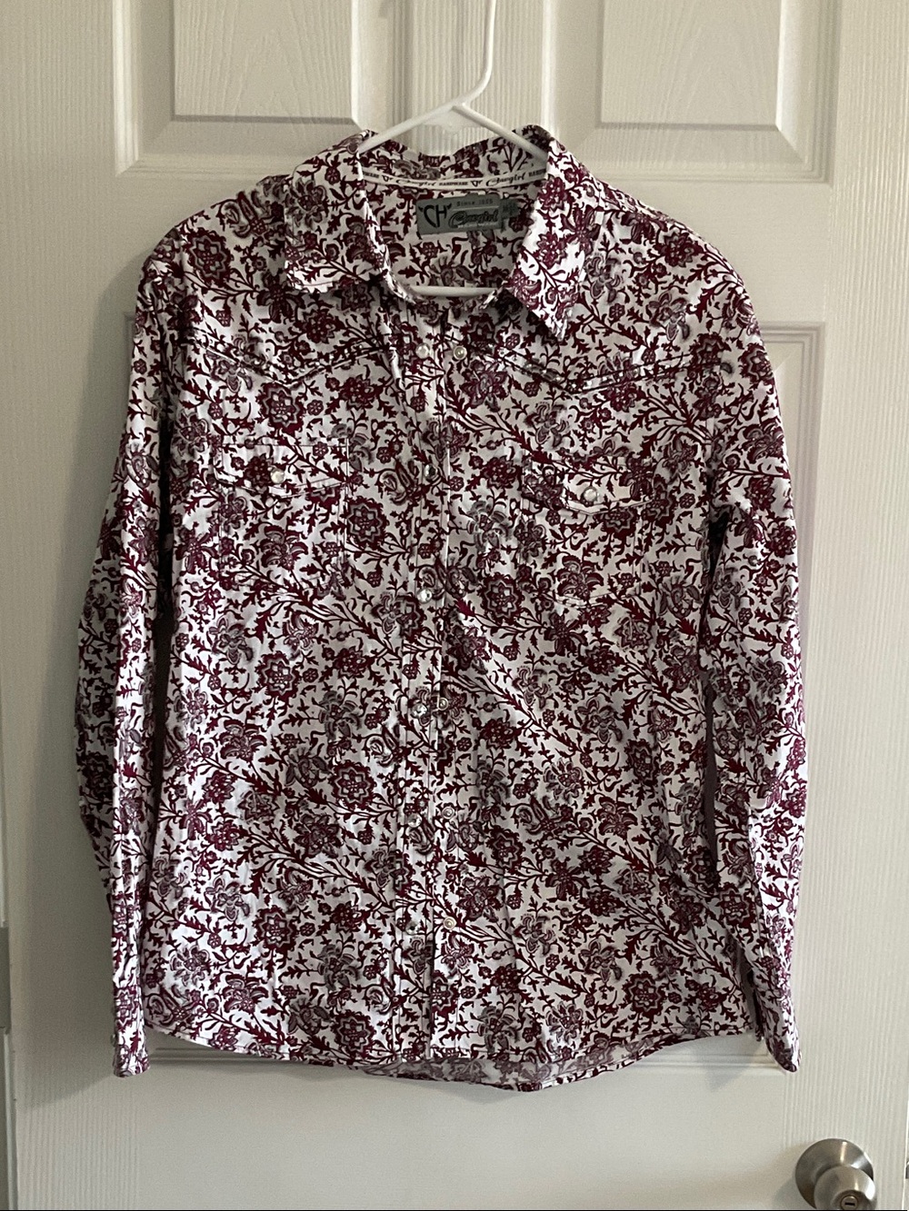 Men's Casual Button-Down Shirt in Burgundy Floral by CHAPS